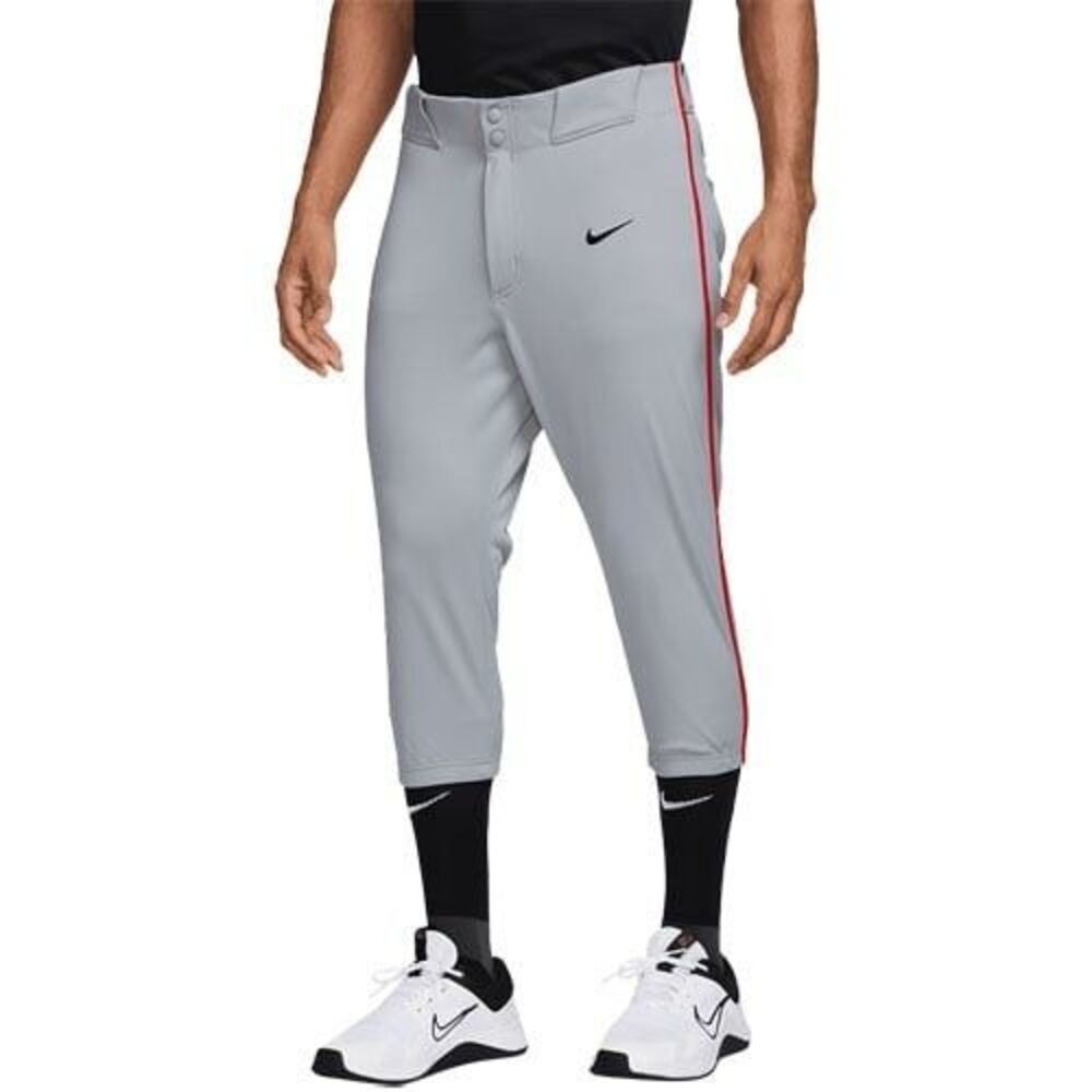 Nike Mens Medium Vapor Select High 3/4 Piped Baseball Pants Grey Red Adult Large